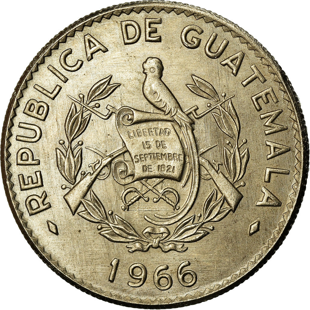 Coin, Guatemala, 10 Centavos, 1966, AU(55-58), Copper-nickel, KM:267