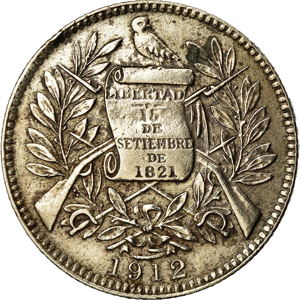 Moeda, Guatemala, Real, 1912, EF(40-45), Cobre-níquel, KM:177