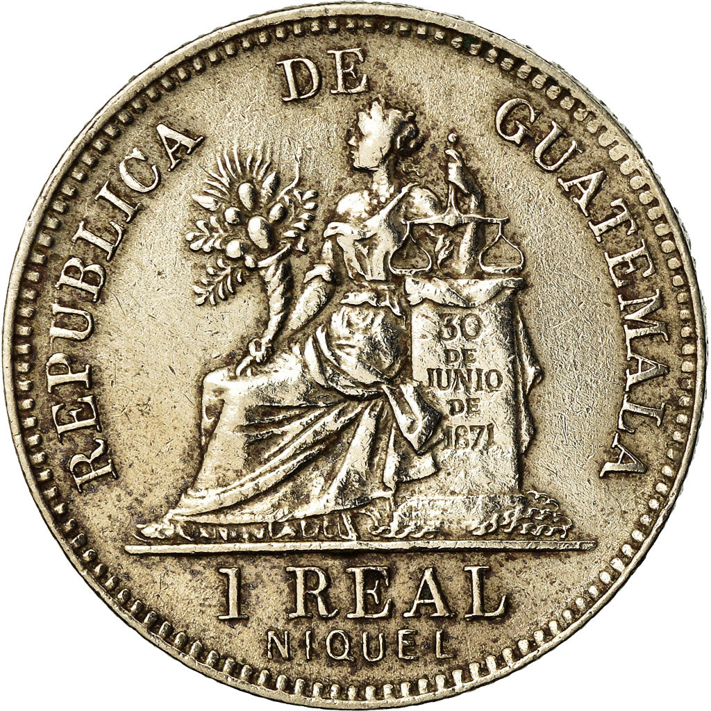 Moeda, Guatemala, Real, 1912, EF(40-45), Cobre-níquel, KM:177