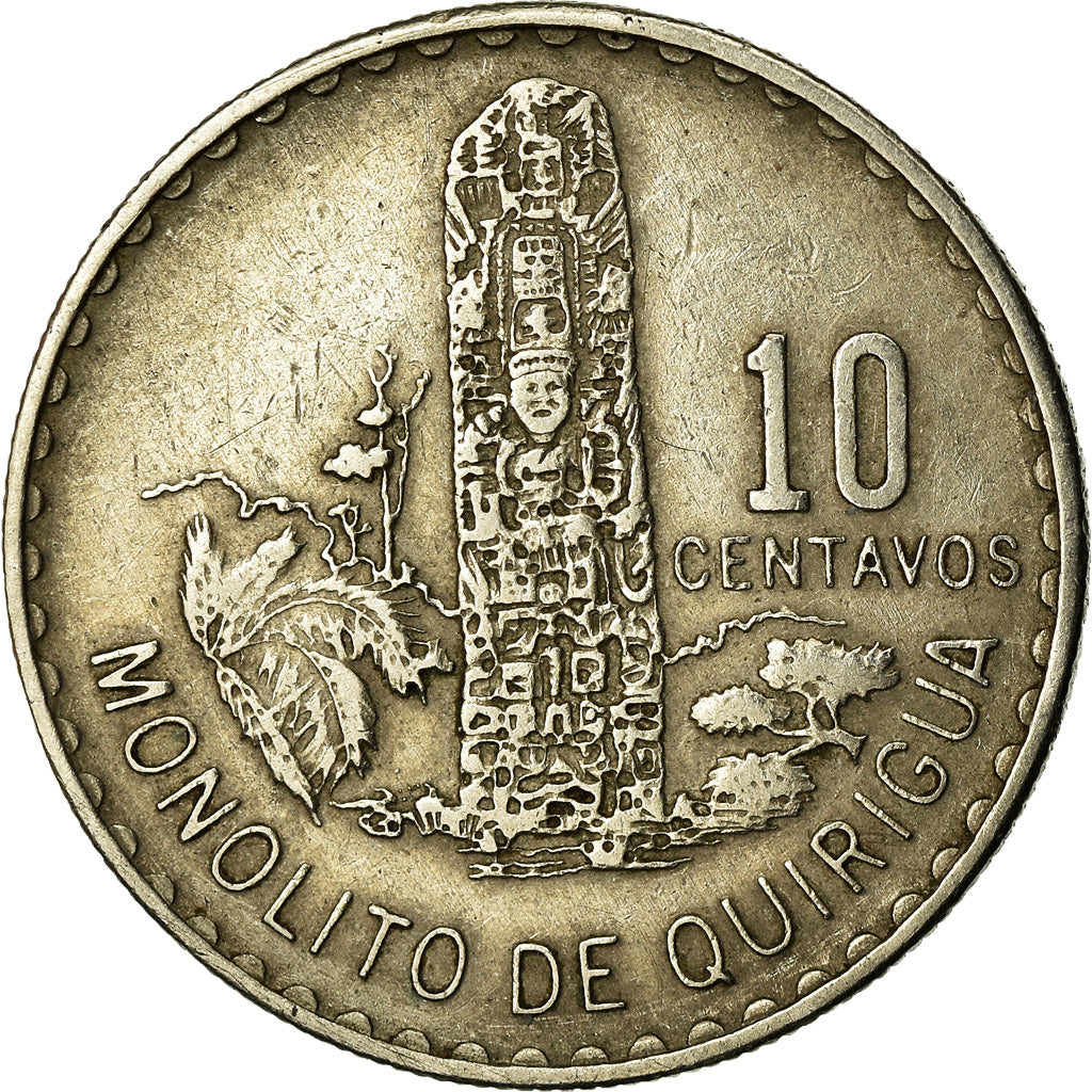 Coin, Guatemala, 10 Centavos, 1975, EF(40-45), Copper-nickel, KM:274