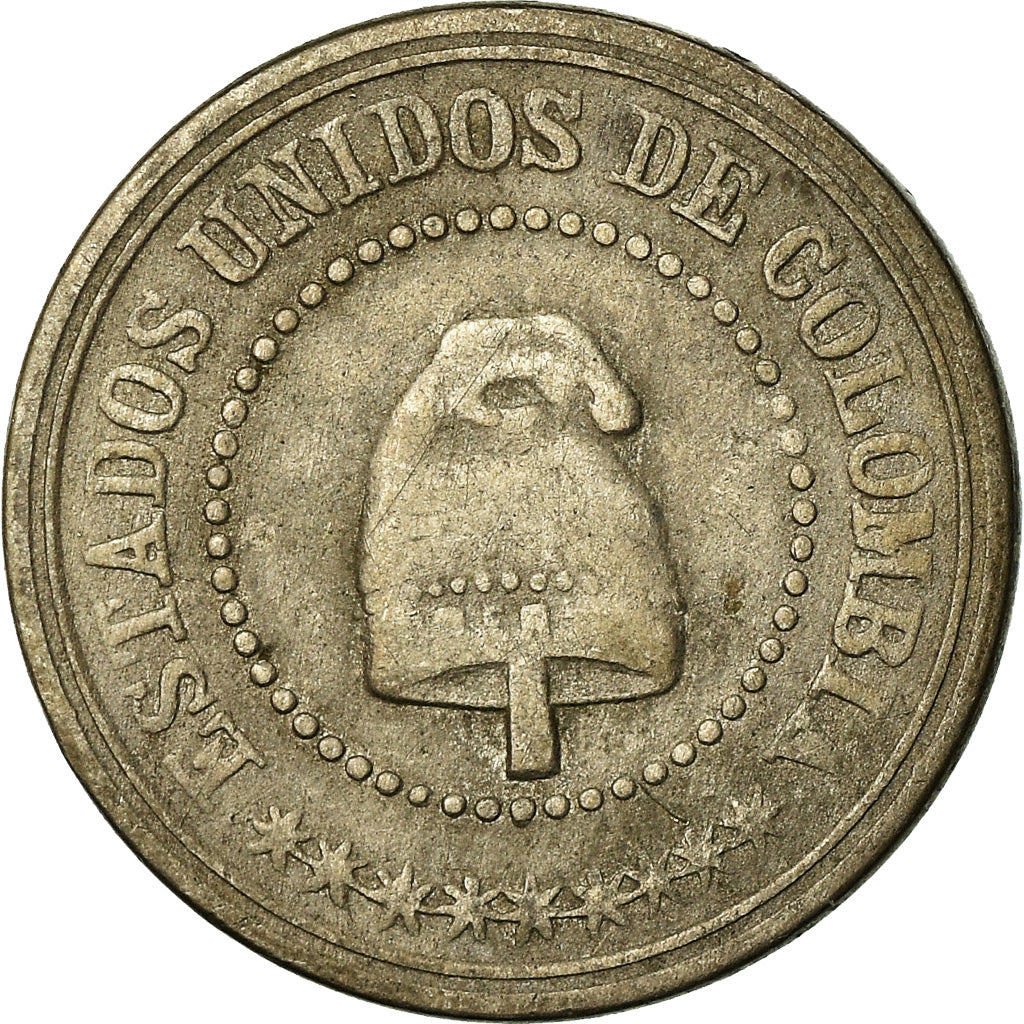 Coin, Colombia, 2-1/2 Centavos, 1881, Waterbury, CT, USA, EF(40-45), KM 179