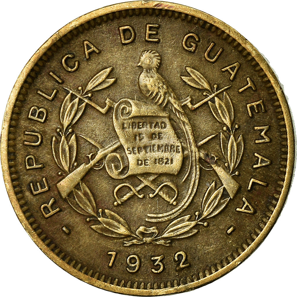 Moneda, Guatemala, 1/2 Centavo, Medio, 1932, London, MBC, Latón, KM:248.1