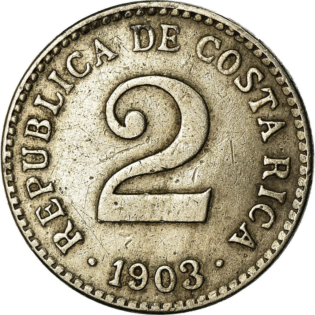 Moneda, Costa Rica, 2 Centimos, 1903, MBC, Cobre - níquel, KM:144