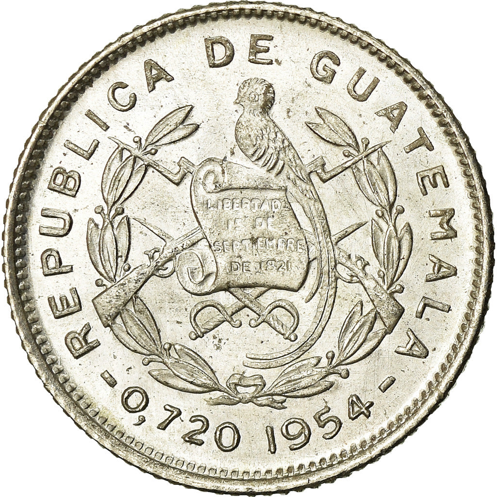 Coin, Guatemala, 5 Centavos, 1954, AU(55-58), Silver, KM:257.1