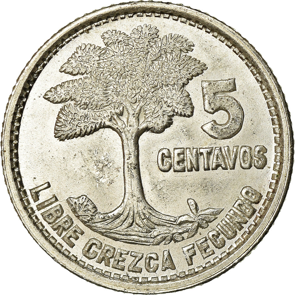 Coin, Guatemala, 5 Centavos, 1954, AU(55-58), Silver, KM:257.1