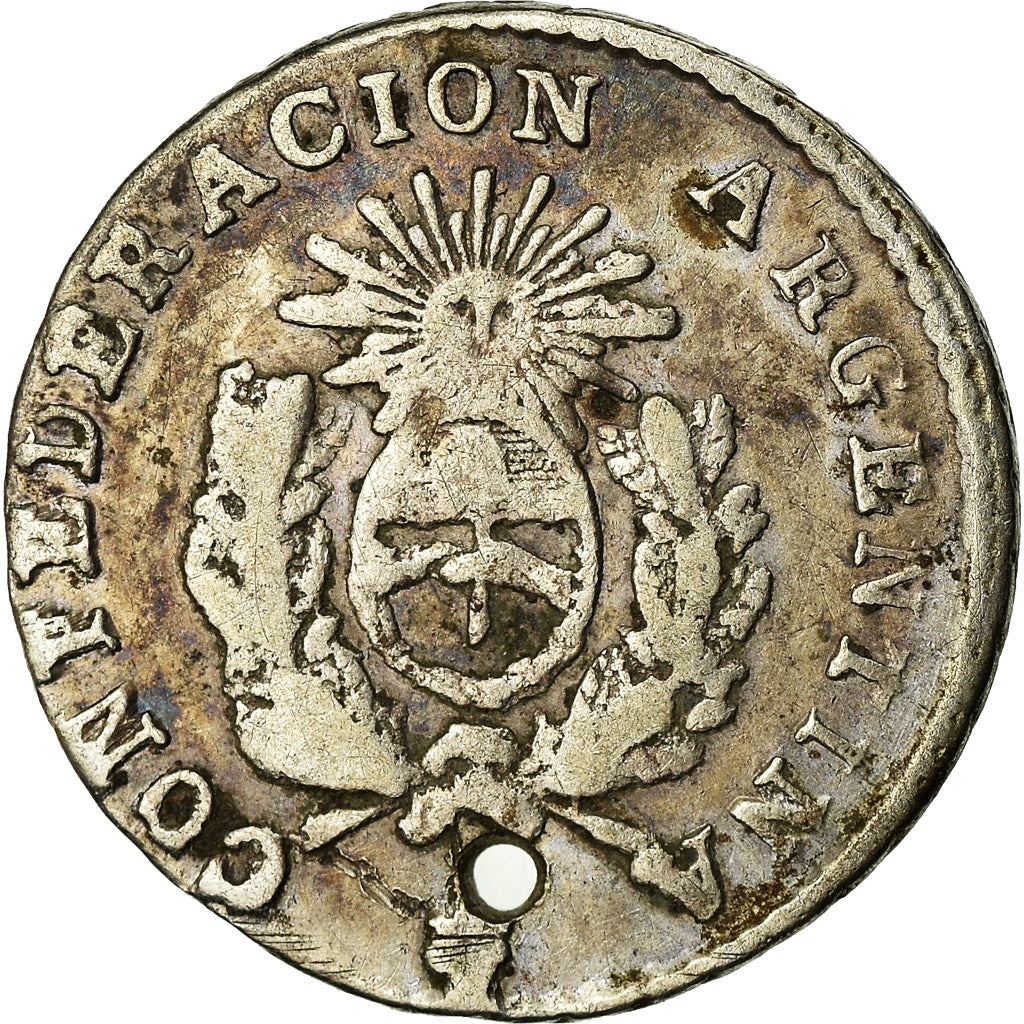 Coin, Argentina, LA RIOJA, 1/2 Réal, 1854, VF(20-25), Silver, KM:25