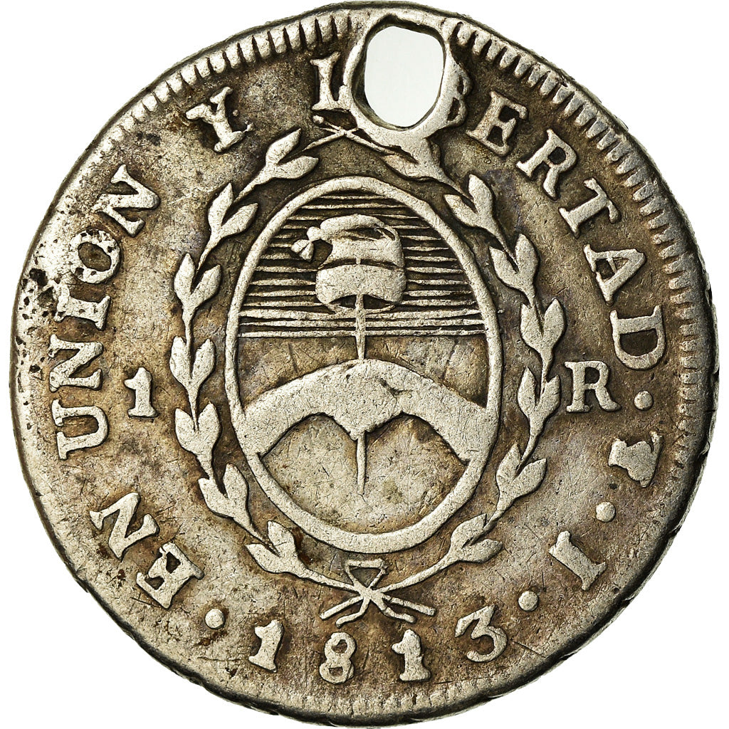 Moneda, Argentina, Real, 1813, Potosi, Bolivia, BC+, Plata, KM:2