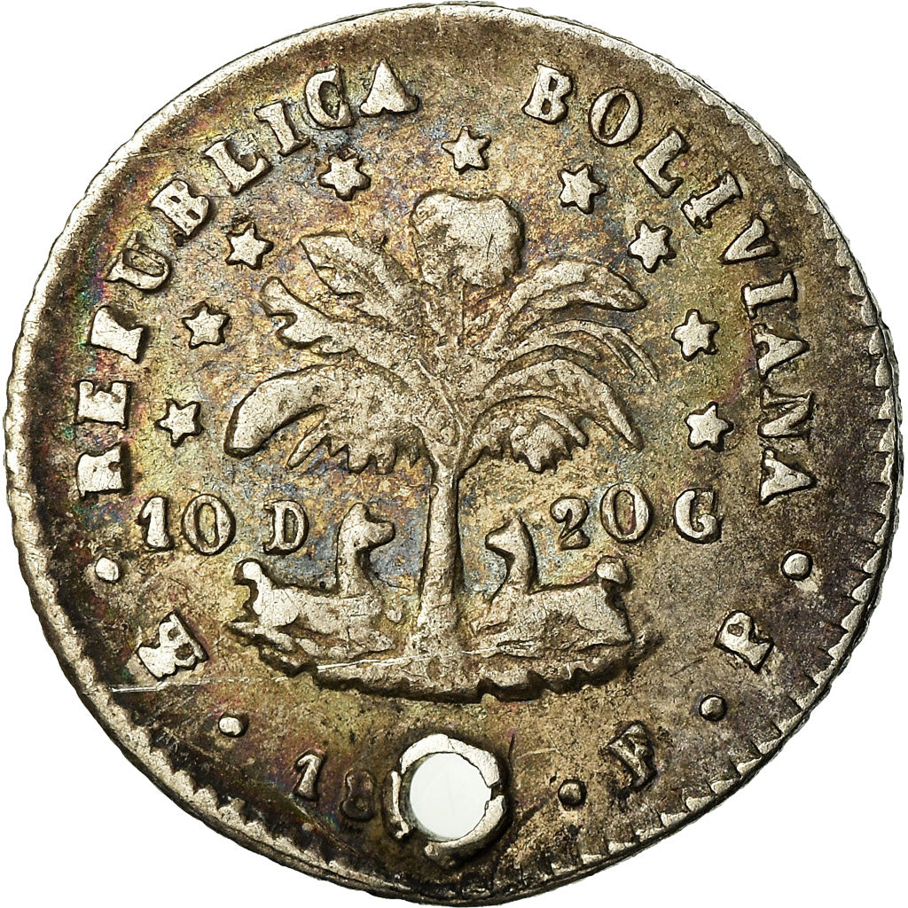 Coin, Bolivia, 1/2 Sol, Potosi, VF(30-35), Silver