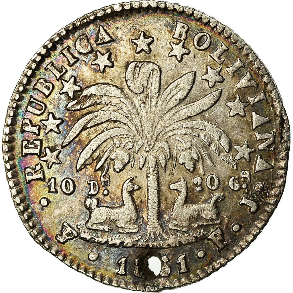 Coin, Bolivia, Sol, 1861, Potosi, VF(30-35), Silver, KM:134.2