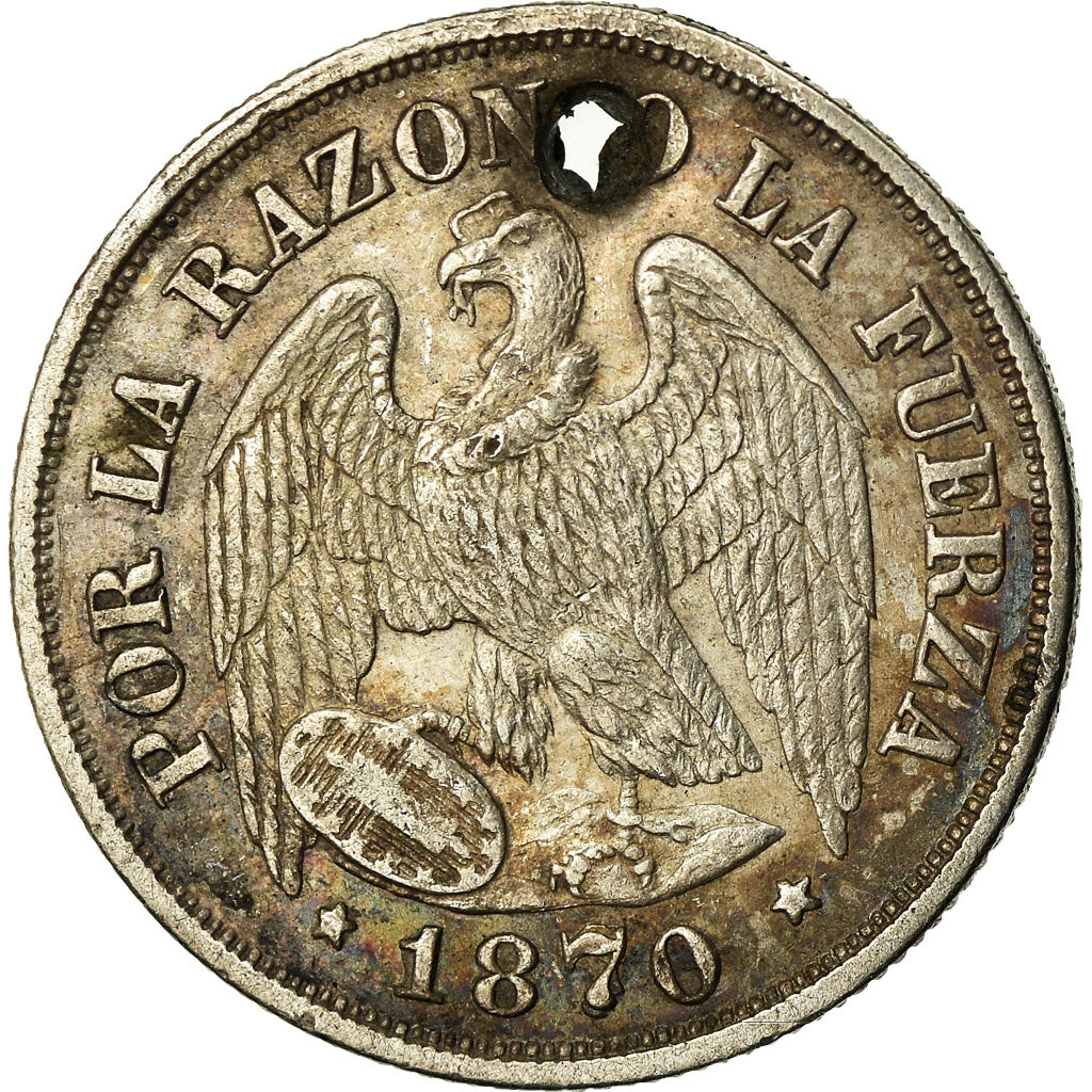 Coin, Chile, Decimo, 1870, VF(30-35), Silver, KM:136.2