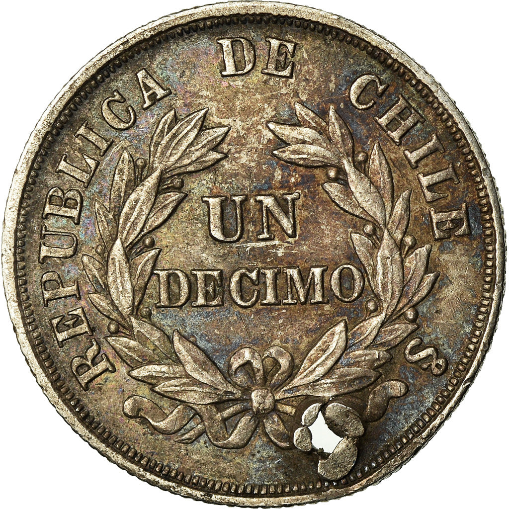 Coin, Chile, Decimo, 1870, VF(30-35), Silver, KM:136.2