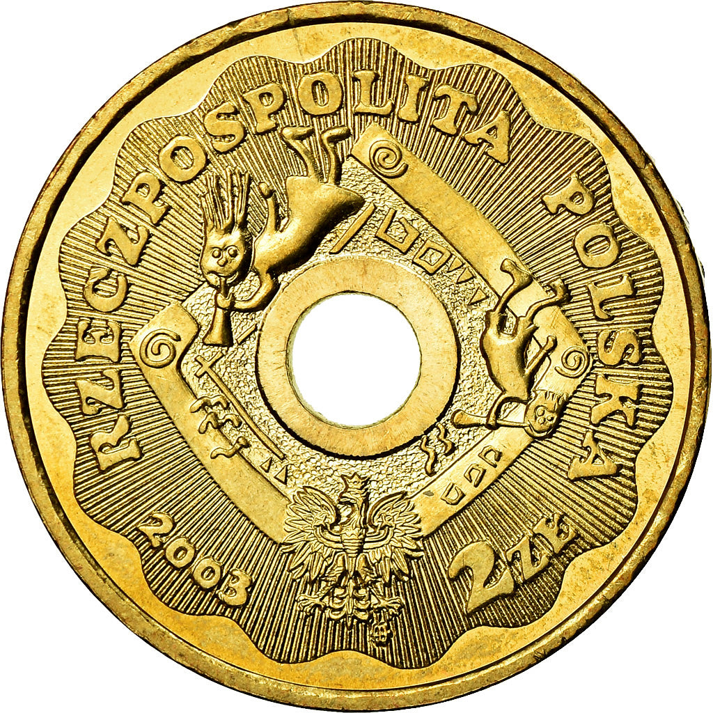 Münze, Polen, 2 Zlote, 2003, Warsaw, VZ+, Messing, KM:446
