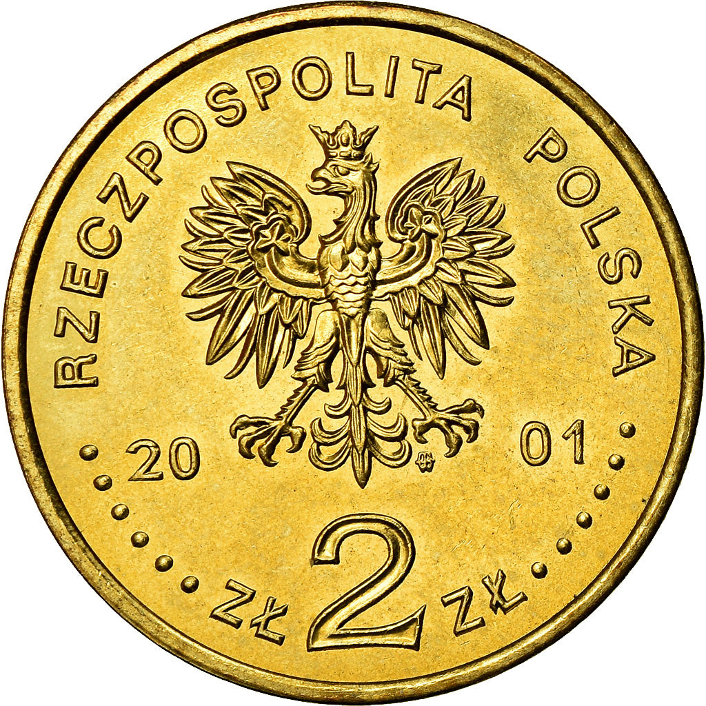 Coin, Poland, 2 Zlote, 2001, Warsaw, MS(60-62), Brass, KM:422