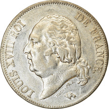 Moneta, Francia, Louis XVIII, Louis XVIII, 5 Francs, 1822, Paris, BB+, Argento