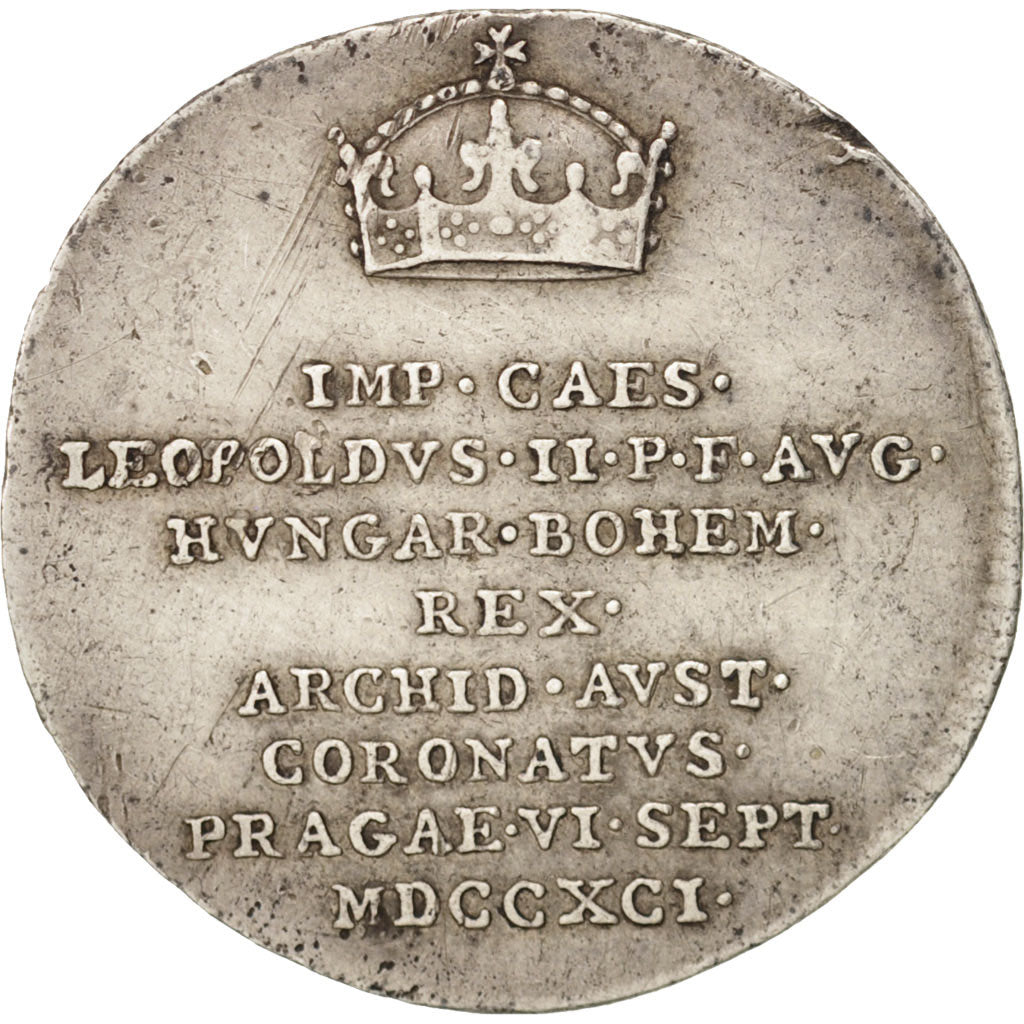 Hungary, Token, Coronation Leopold II in Prague, 1791, AU(55-58), Silver