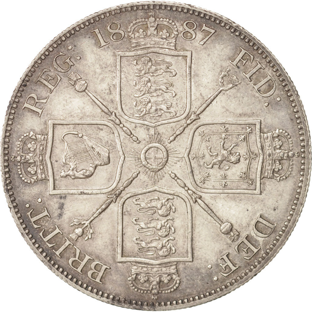 Coin, Great Britain, Victoria, Double Florin, 1887, AU(55-58), Silver, KM:763