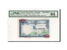 Billete, 1 Piastre = 1 Riel, Undated (1954), INDOCHINA FRANCESA, KM:94, graded