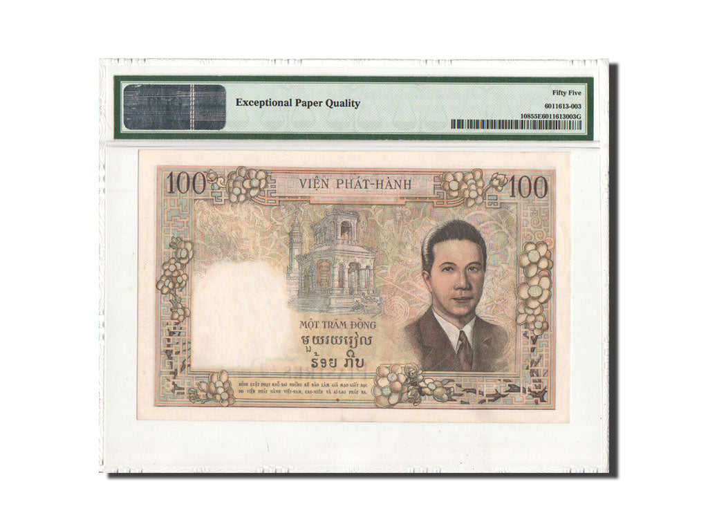 FRENCH INDO-CHINA, 100 Piastres, 1954, PMG AU55, KM:108