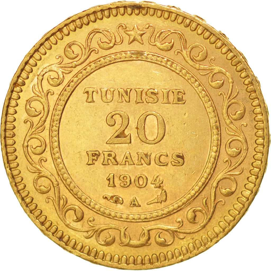 Münze, Tunesien, Muhammad al-Hadi Bey, 20 Francs, 1904, Paris, VZ, Gold, KM:234