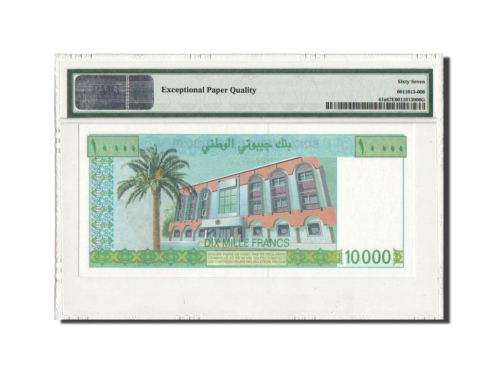 Banconote, Gibuti, 10,000 Francs, Undated (1999), KM:41, graded, PMG