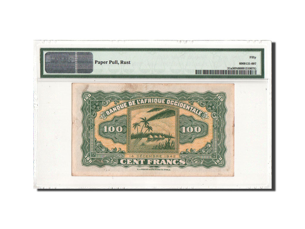 Banknote, French West Africa, 100 Francs, 1942, 14.12.1942, KM:31a, graded, PMG