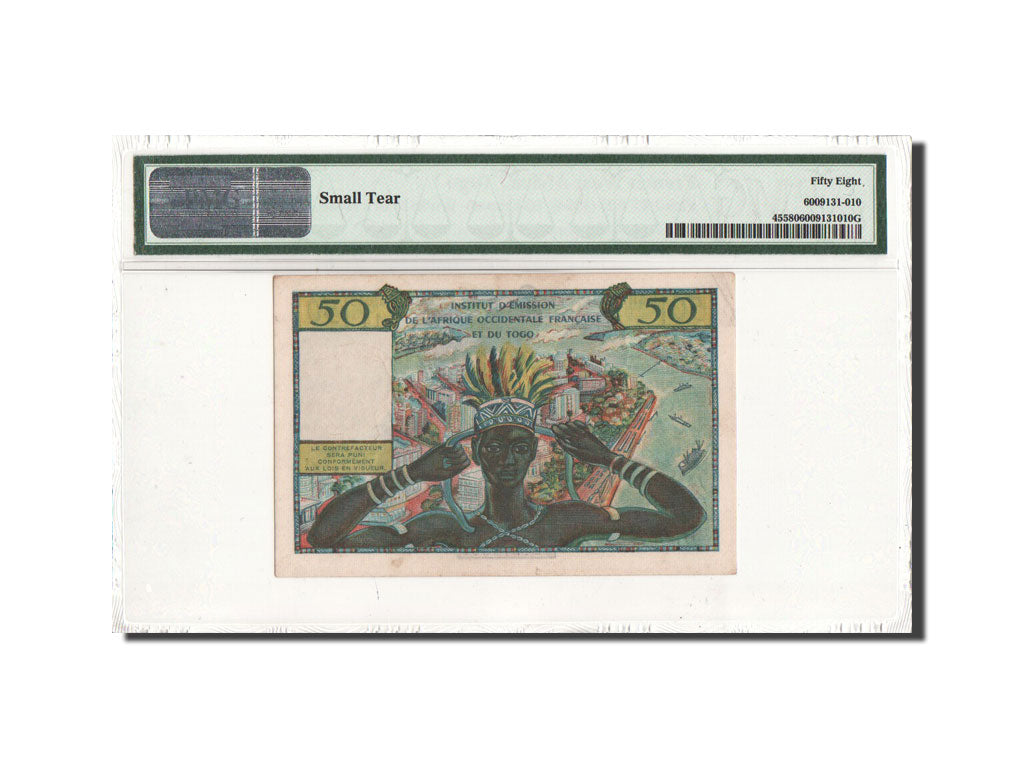 Banknote, French West Africa, 50 Francs, Undated (1956), KM:45, graded, PMG