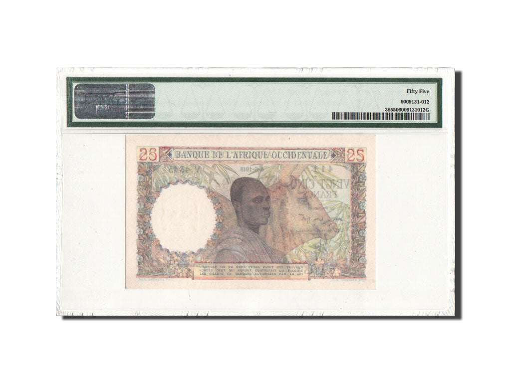Billet, French West Africa, 25 Francs, 1948, 4.6.1948, KM:38, Gradée, PMG