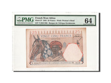 Biljet, Frans West Afrika, 25 Francs, 1942, 1.10.1942, KM:27, Gegradeerd, PMG