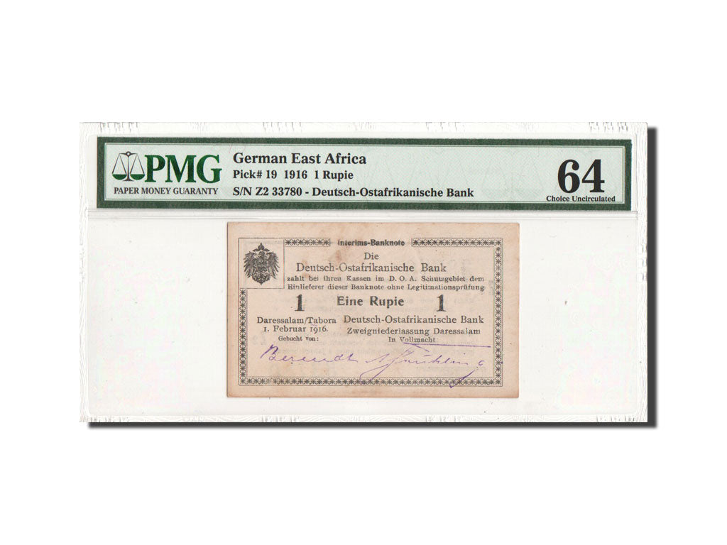 GERMAN EAST AFRICA, 1 Rupie, 1.2.1916, PMG Ch UNC 64, KM:19