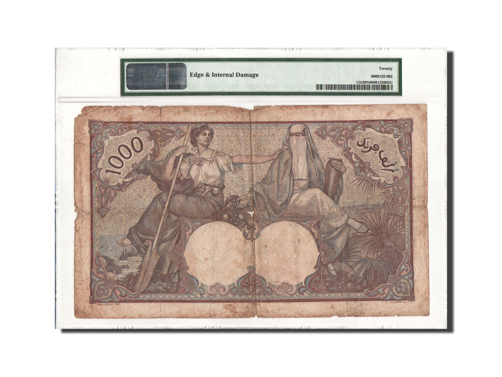 Banknote, Tunisia, 1000 Francs, 1938, 11.2.1938, KM:11b, graded, PMG
