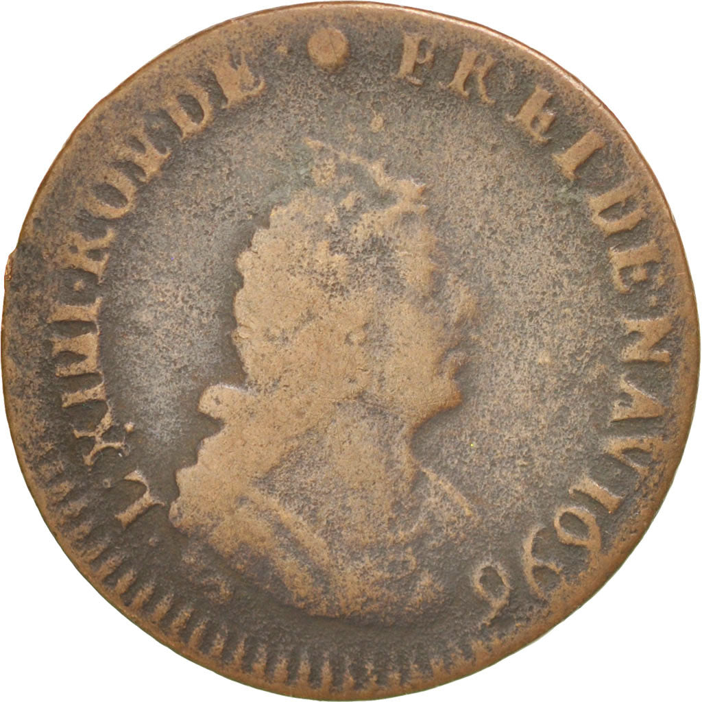 FRANCE, Liard de France au buste âgé, troisième type, Liard, 1696, Lille, KM #28