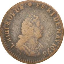 FRANCE, Liard de France au buste âgé, troisième type, Liard, 1696, Lille, KM #28