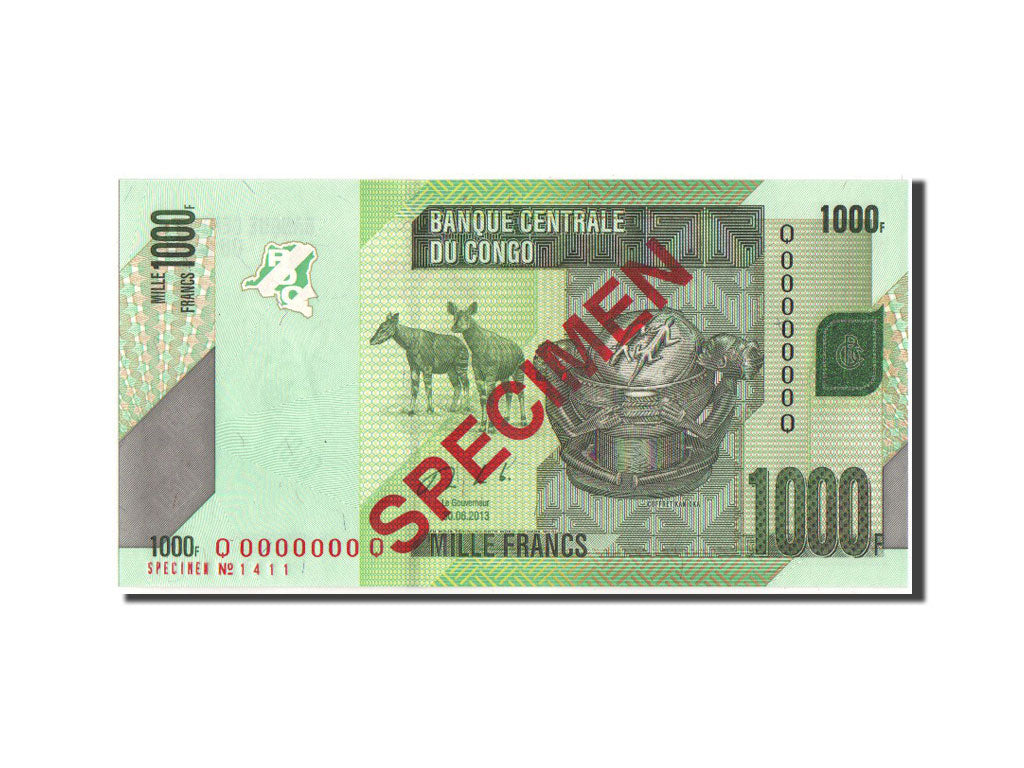 Banknote, Congo Democratic Republic, 1000 Francs, 2013, 30.6.2013, KM:101s
