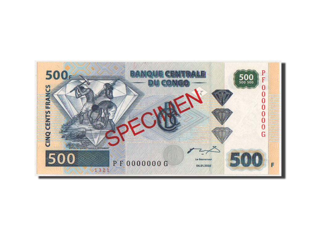 Banconote, Repubblica Democratica del Congo, 500 Francs, 2002, KM:96s