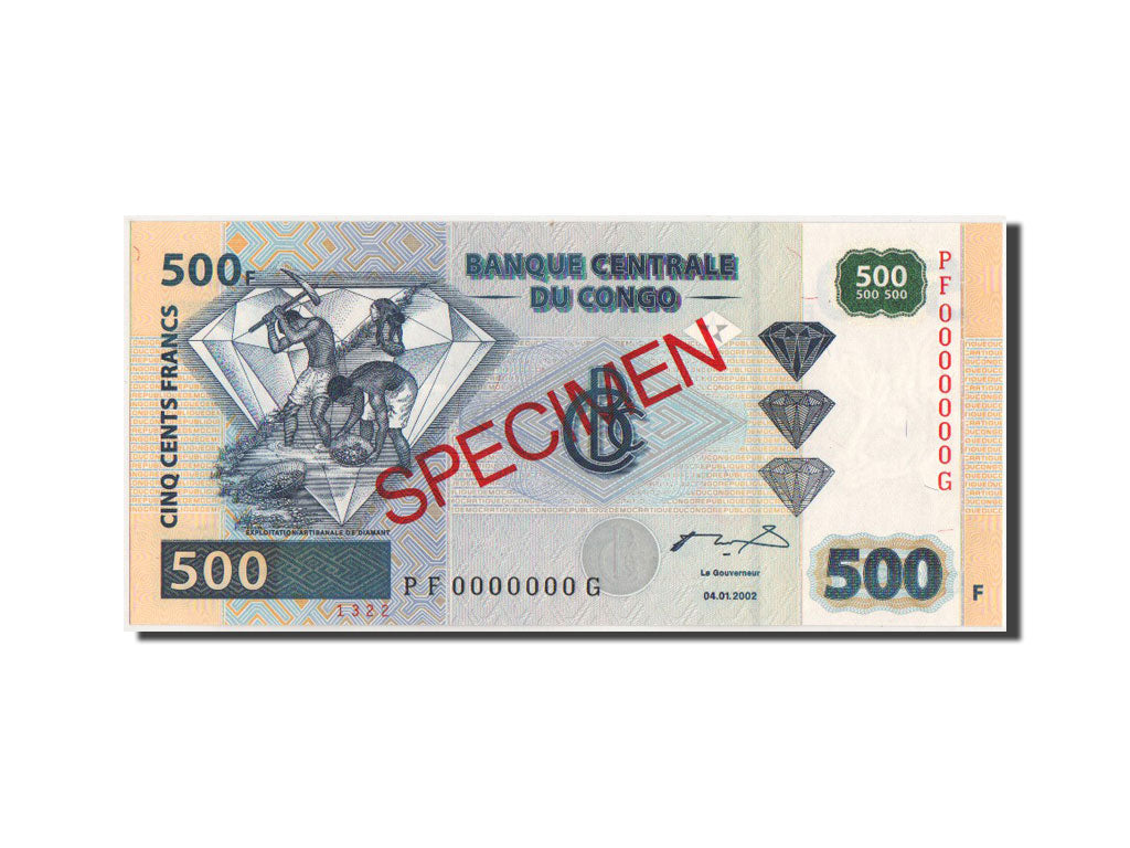 Banknote, Congo Democratic Republic, 500 Francs, 2002, 04.01.2002, KM:96s