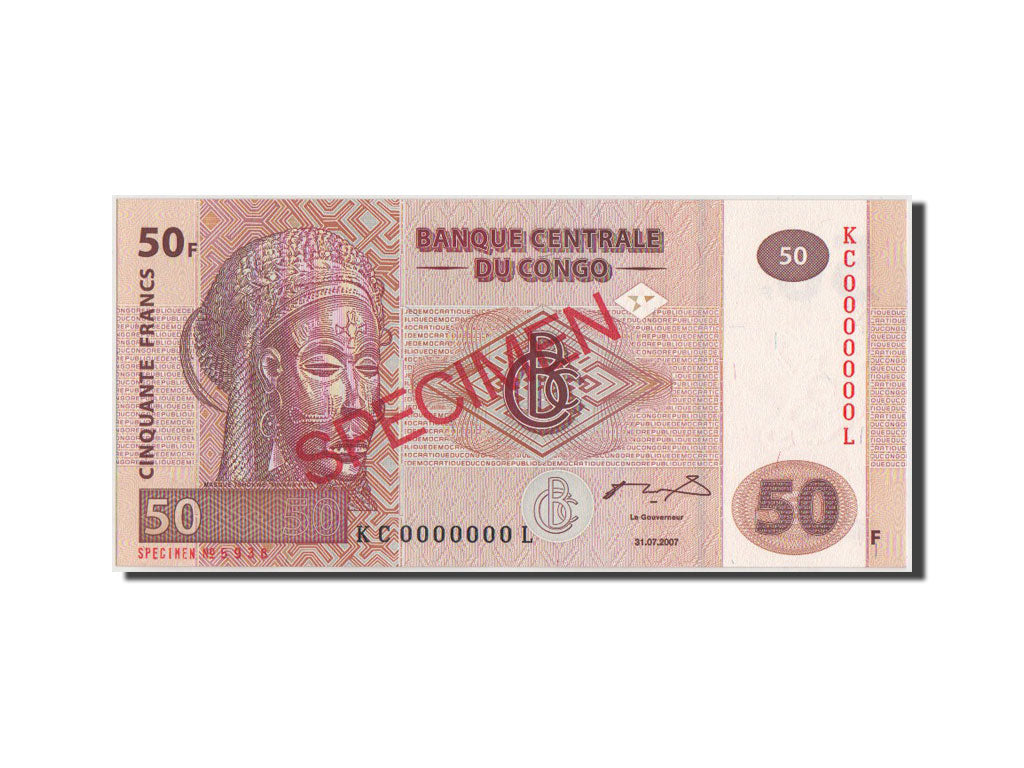 Banknote, Congo Democratic Republic, 50 Francs, 2007, 31.07.2007, KM:97s