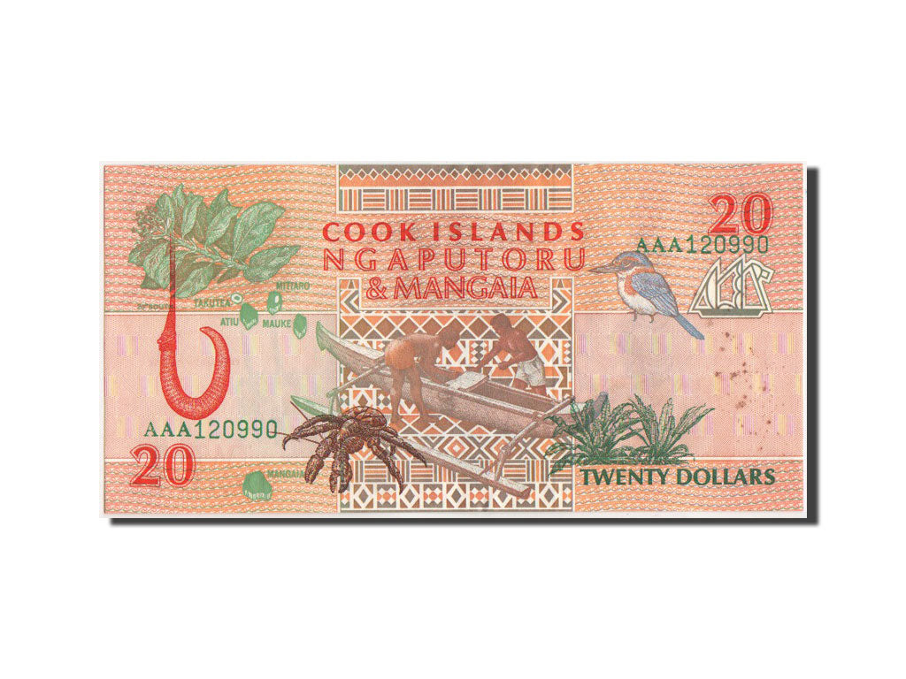 Geldschein, Cookinseln, 20 Dollars, 1992, Undated, KM:9a, UNZ-