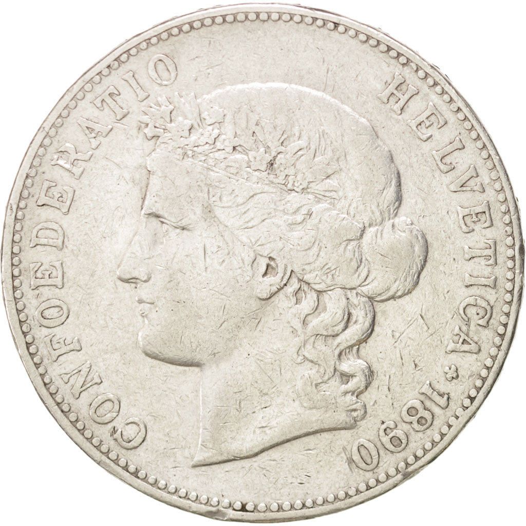 Moneta, Svizzera, 5 Francs, 1890, Bern, MB+, Argento, KM:34