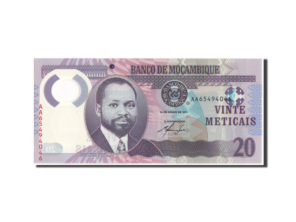 Banknot, Mozambik, 20 Meticas, 2011, 16.6.2011, KM:149, UNC(65-70)