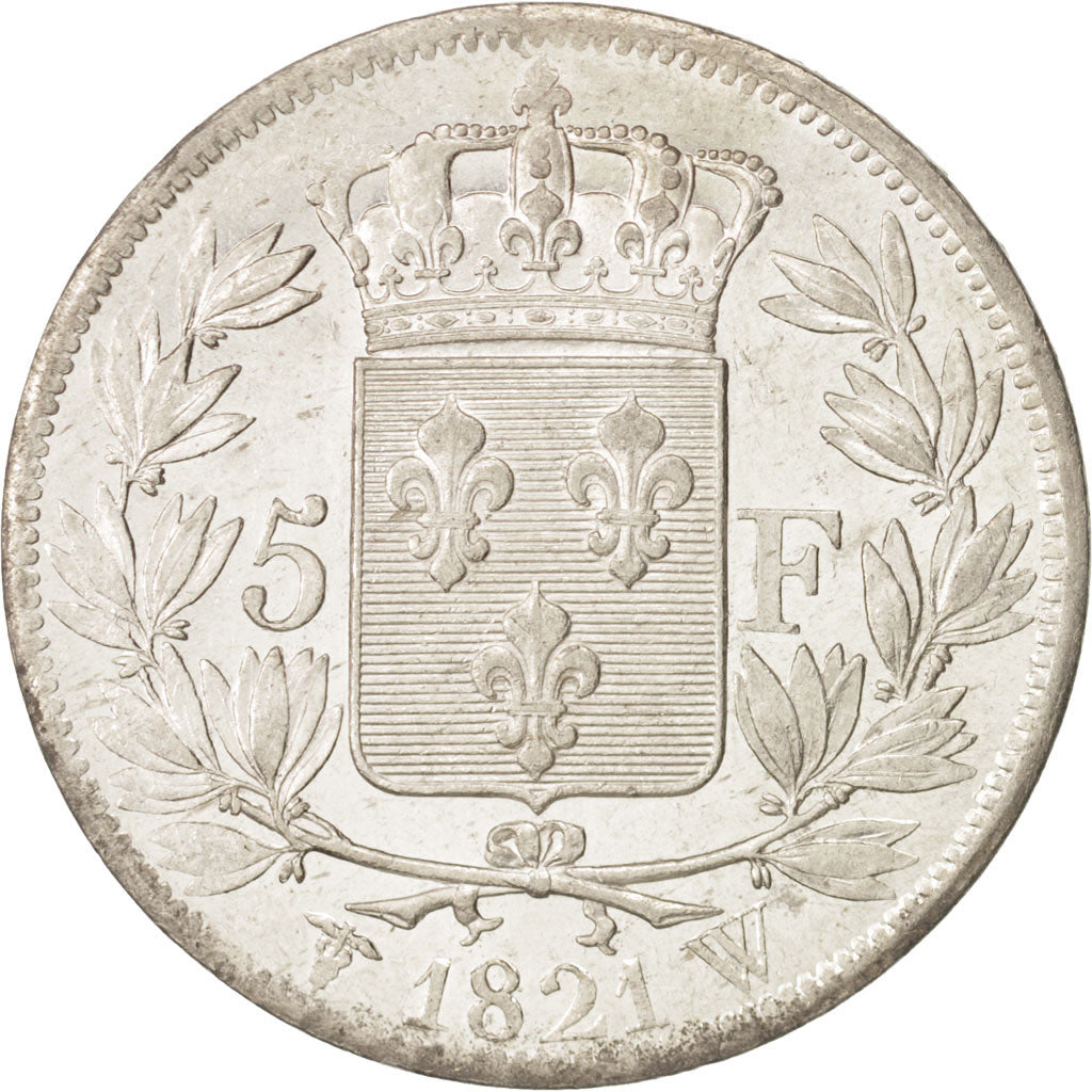 Coin, France, Louis XVIII, Louis XVIII, 5 Francs, 1821, Lille, AU(50-53)