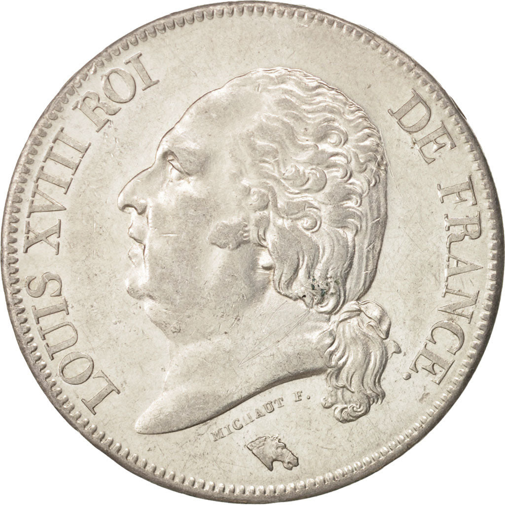 Coin, France, Louis XVIII, Louis XVIII, 5 Francs, 1822, Paris, AU(50-53)