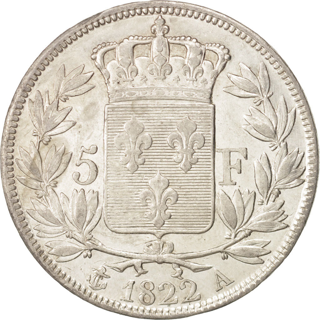 Coin, France, Louis XVIII, Louis XVIII, 5 Francs, 1822, Paris, AU(50-53)