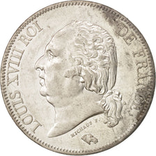 Moneda, Francia, Louis XVIII, Louis XVIII, 5 Francs, 1823, Lille, MBC+, Plata