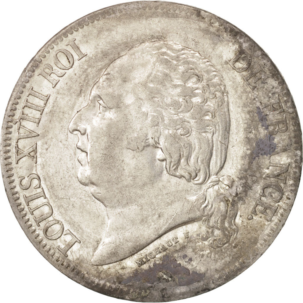 France, Louis XVIII, 5 Francs, 1824, Paris, Argent, KM:711.1