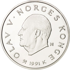 Münze, Norwegen, Olav V, 100 Kroner, 1991, STGL, Silber, KM:433