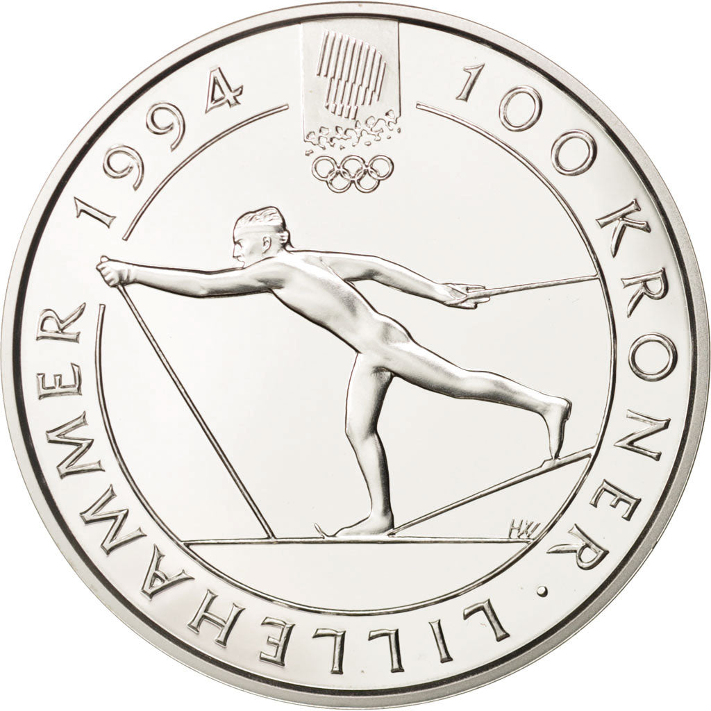 Coin, Norway, Olav V, 100 Kroner, 1991, MS(65-70), Silver, KM:433