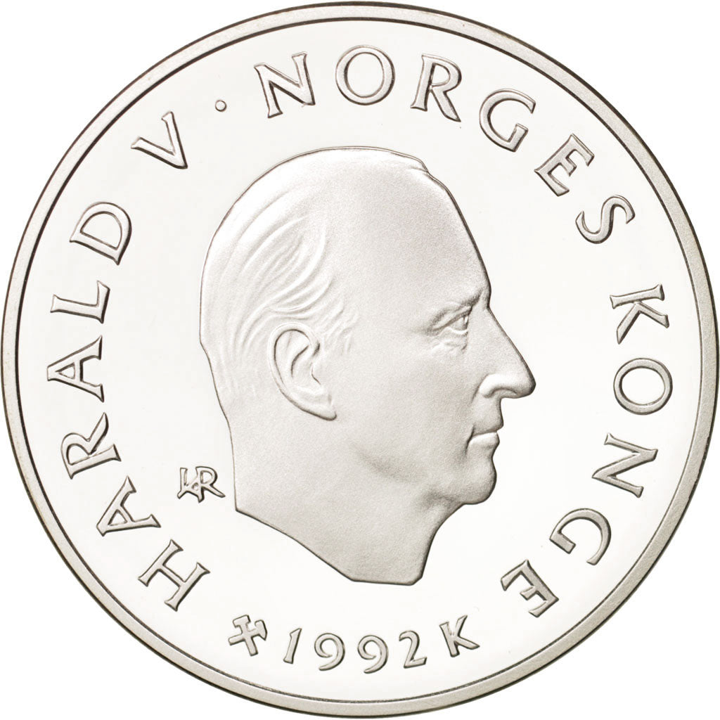 Coin, Norway, Harald V, 100 Kroner, 1992, MS(65-70), Silver, KM:441