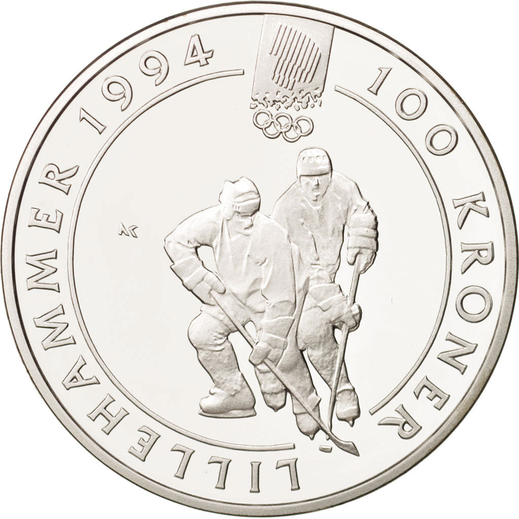 Coin, Norway, Harald V, 100 Kroner, 1992, MS(65-70), Silver, KM:441