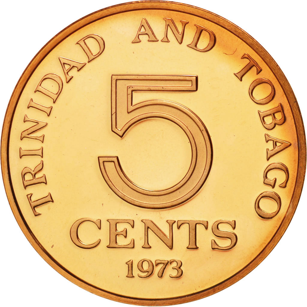 TRINIDAD & TOBAGO, 5 Cents, 1973, Proof, Bronze, KM:57