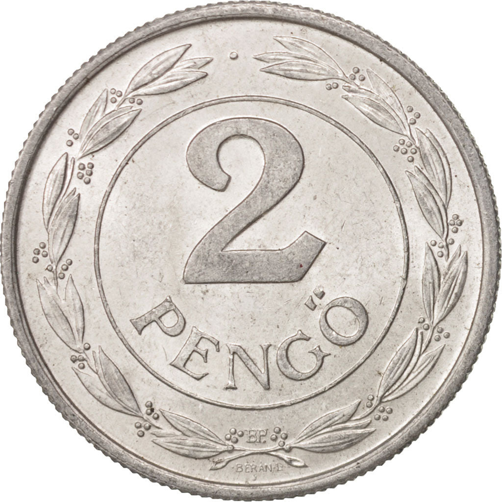 Coin, Hungary, 2 Pengö, 1943, MS(60-62), Aluminum, KM:522.1